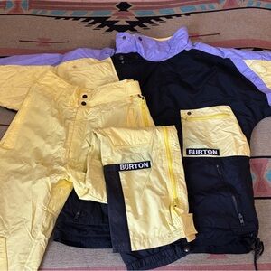 Burton Black and Yellow Ski Jacket with Purple Accents